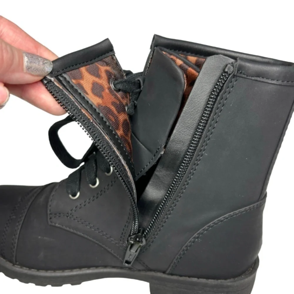 SO American Heritage Ivy Boots‎ Black Girls Size 12 Side Easy Zip Combat Boots